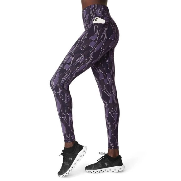 SWEATY Betty BNWOT "Zero Gravity" Tights Full Length New Pullon Black Abstract. - Picture 1 of 7
